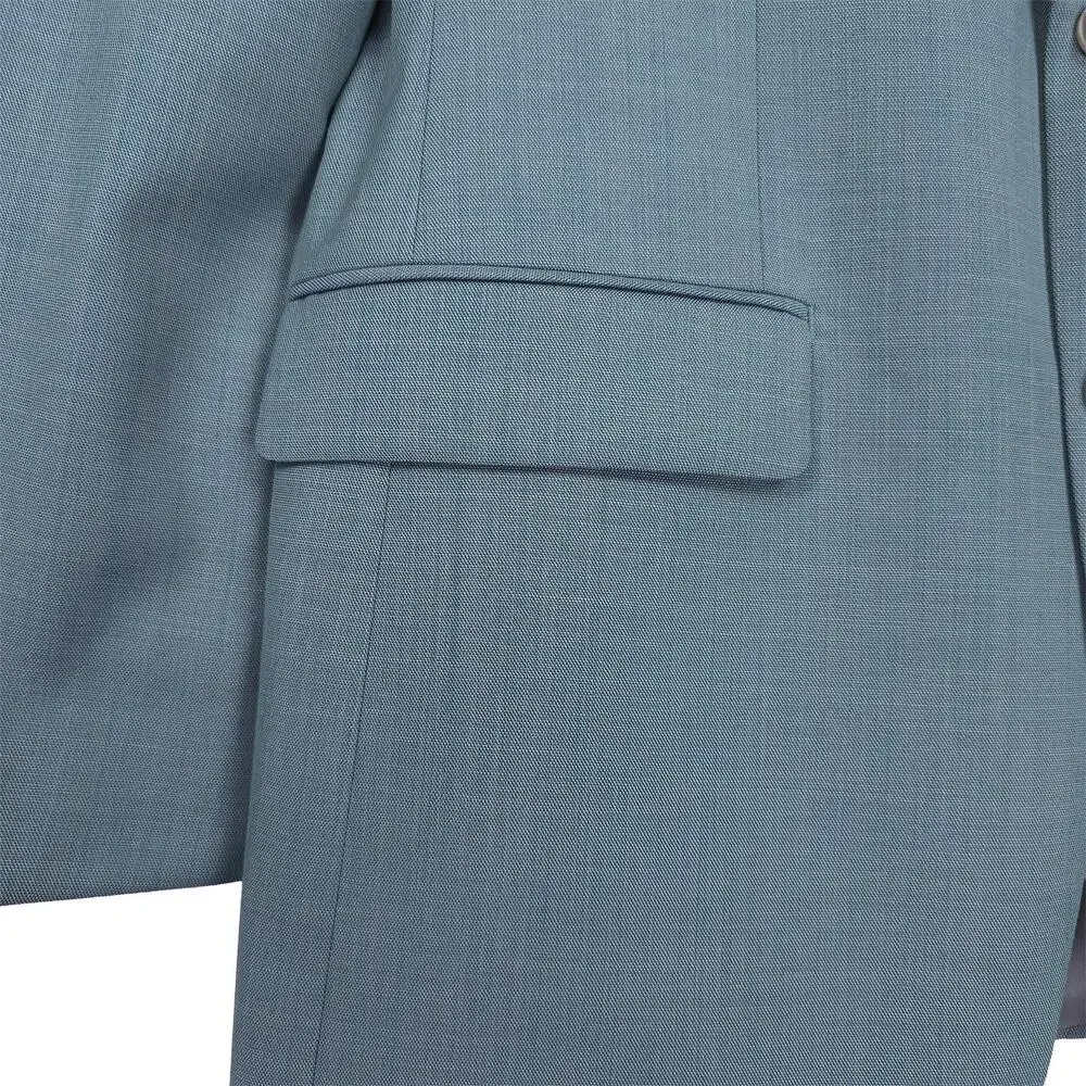Calvin Klein Mens Slim Fit Suit Jacket Blazer 42L Green Solid Stretch Wool Blend